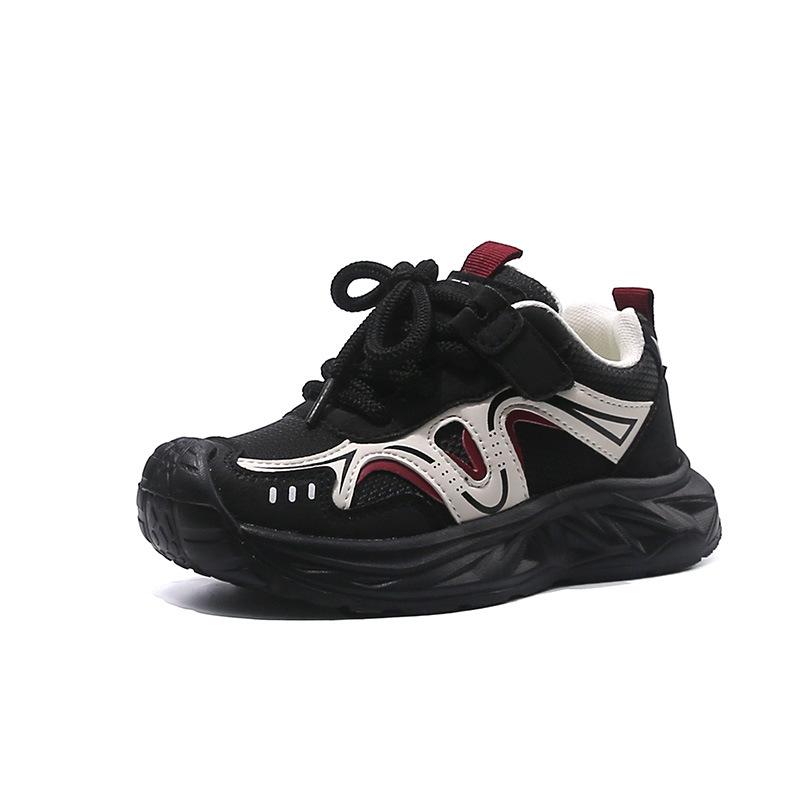 

[Children Casual Sneakers Soft Sole Anti Slip Girls Dad Shoes Boys Fashion Flat Lace Up] size 31 чорний