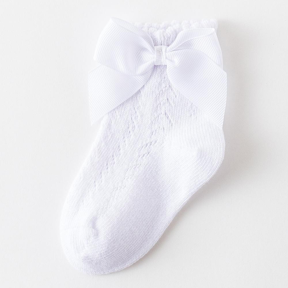 0-5Years Newborn Baby Girls Socks With Bows Breathable Toddlers Girl Short Socks Hollow Out Kids Infant Princess Cute Socks
