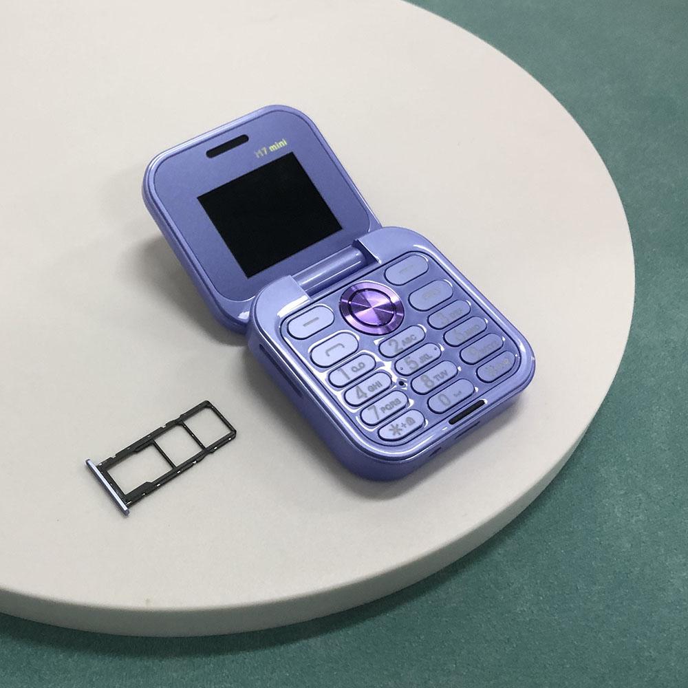 i17 Mini 2G Flip Phone 1.77inches HD Screen Dual SIM GSM Small Mobile Phone Support Flashlight Bluetooth FM Radio Speed Dial Gift CellPhone