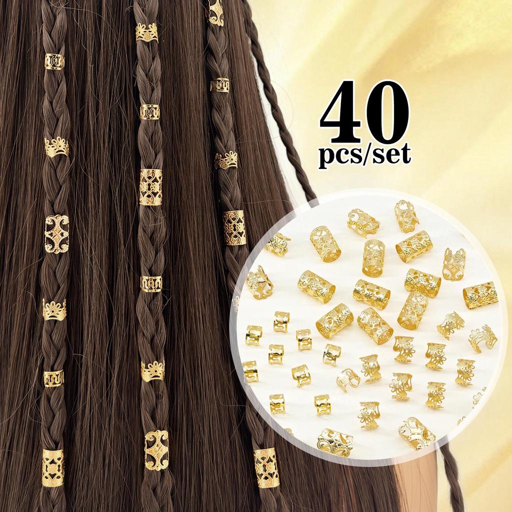 40-Piece Hair Rings - Trendy European & American Styles