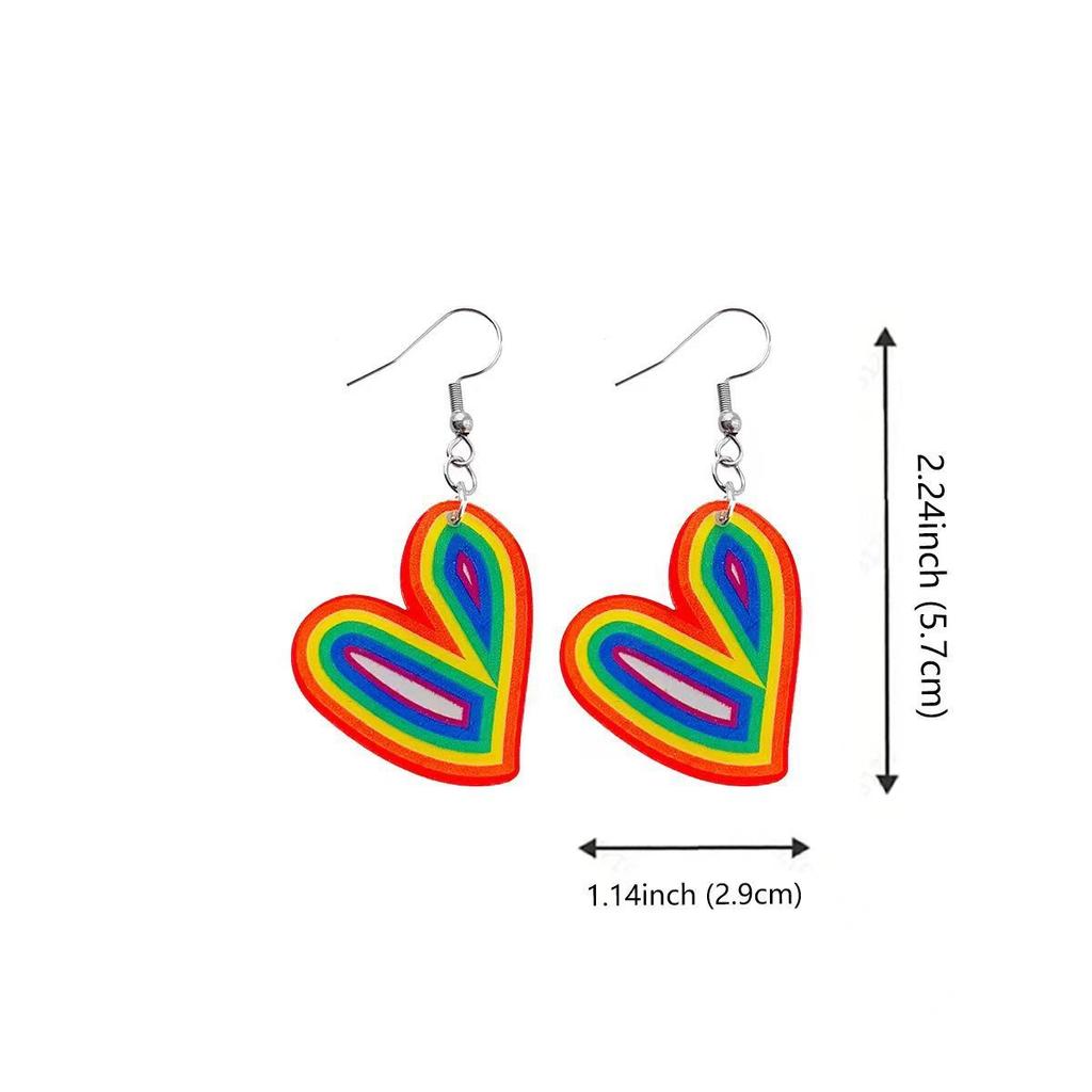 Cross-border explosion, rainbow elements, colorful earrings, women's earrings, love peach heart-shaped temperament earrings