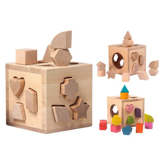 1 Set Wooden Shape Sorting Box Preschool Learning Fine Motor Skills Geometry Block Matching Game Toddler Boys Girls Educational Shape Sorter Toy