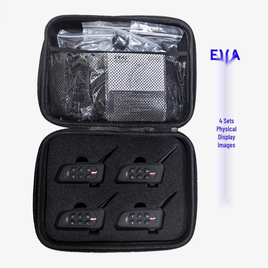 Xinowy V4c PRO Football Referee 4-Person Walkie-Talkie Set: In-Ear Left Ear, 3 Units + Bag