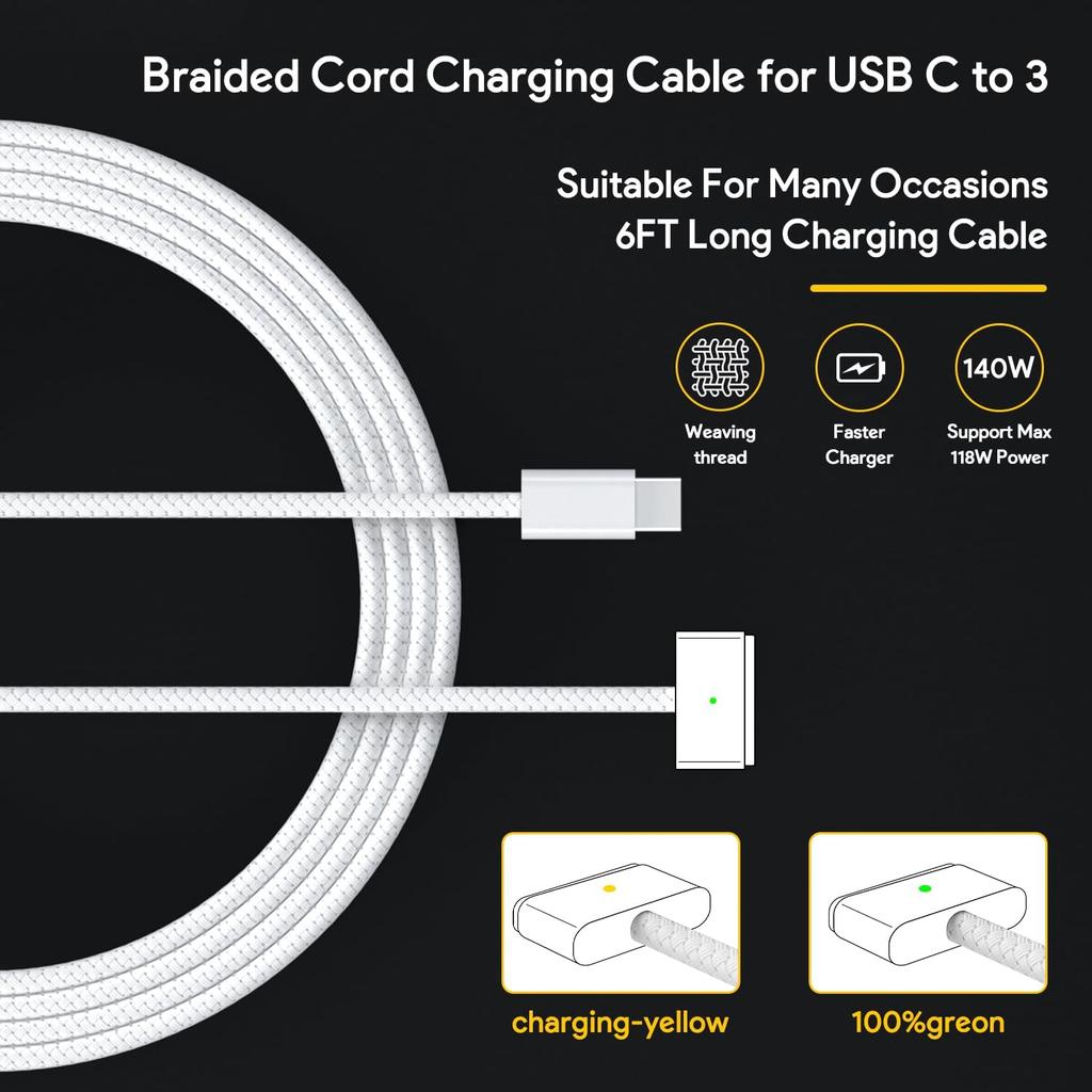 140W Mac Book Pro Charger,Compatible with Mac Book Pro 16 Inch 2021-2023,Mac Book Pro 14 Inch 2023,Mac Book Air 13 14 15 Inch 2021-2024,Include a USB