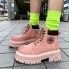 Martin boots women's heightening rhubarb boots spring and autumn small thick-soled four-season short boots
