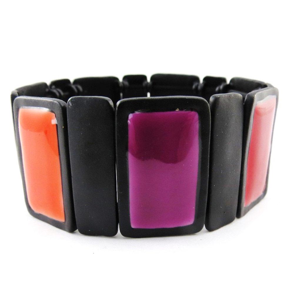NOA [J1969] - Red Purple 'Arlequin' Designer Bracelet