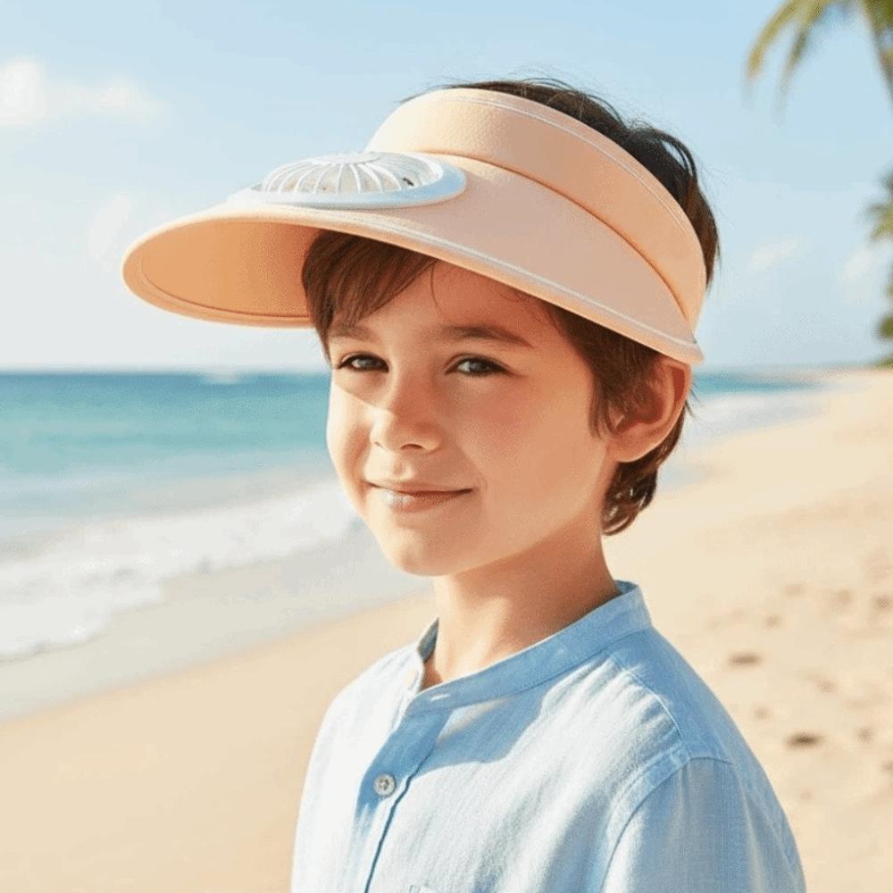 Adjustable Rechargeable Fan Hat Portable Children Visor Cap Wide Brim Sunscreen Cap Travel
