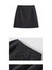 Gray Polka Dot High-Waist Wool A-line Mini Skirt for Women, Slightly Plus-Size MM, Spring/Autumn Style, Thickened Bodycon.