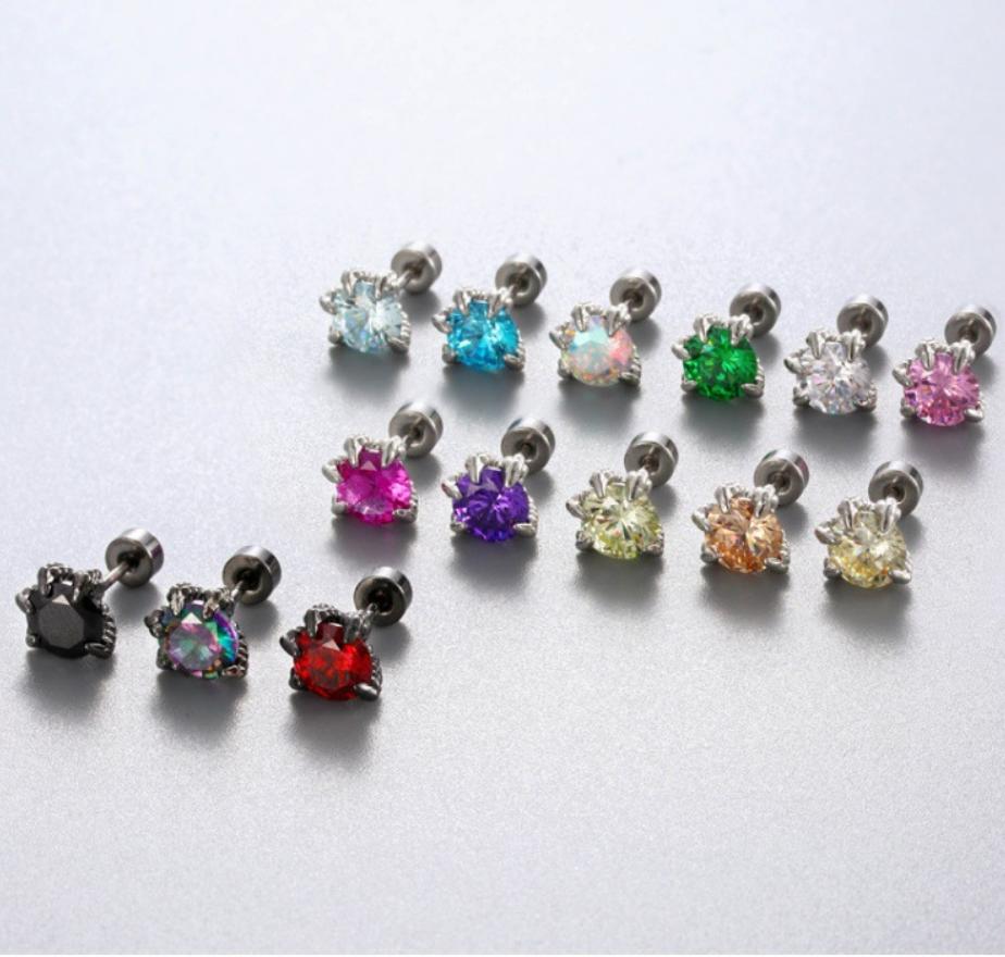 Color Light Couple 1Pc Nail Titanium Steel Screw Ear Nail Dragon Claw Ear Bone Nail Cochlear 3mm/6mm Dragon Scale Shaped  Accessories