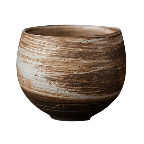 Handmade Stone Pottery Tea Cup Japanese Wabi Aesthetics Unique Texture Imperfection Coffee Dessert Cup Desk Decor