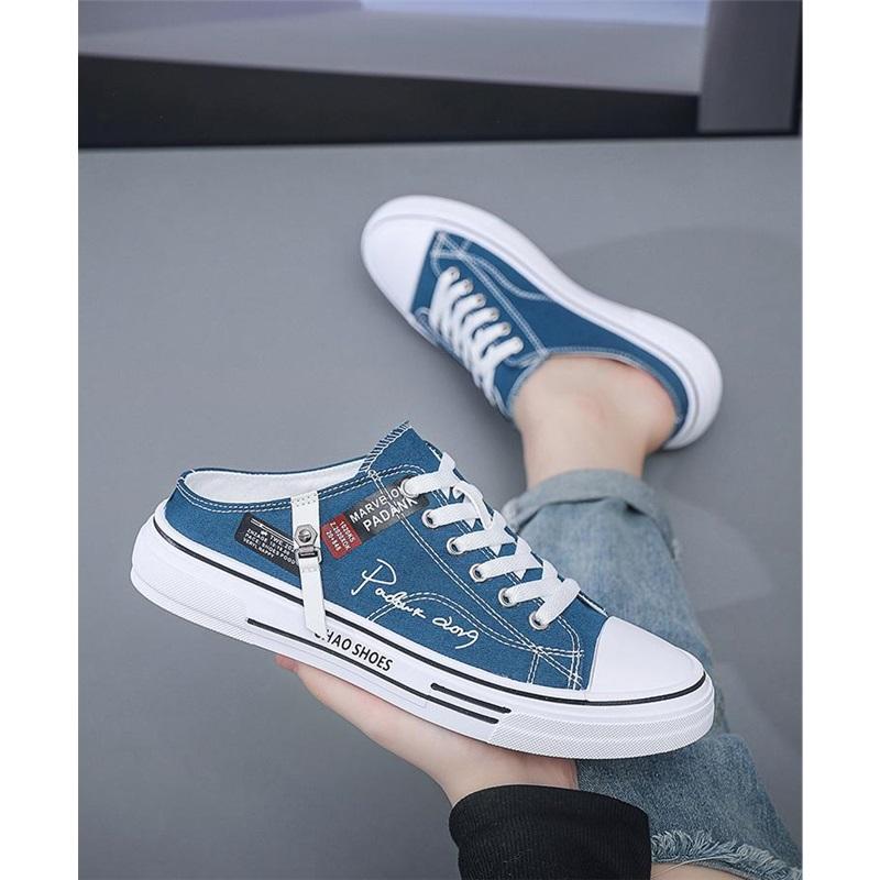Men's Canvas Shoes, Breathable Casual Men's Shoes, Half-drag Student Trendy Shoes