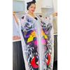 African Women's Plus Size Chiffon Print Beach Dress and Robe Set