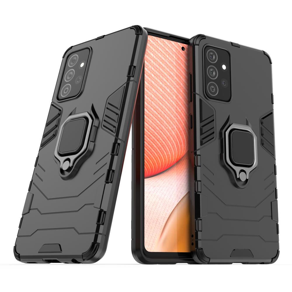 Galaxy A72 4G Hybrid Armor Case with Magnetic Stand - Black