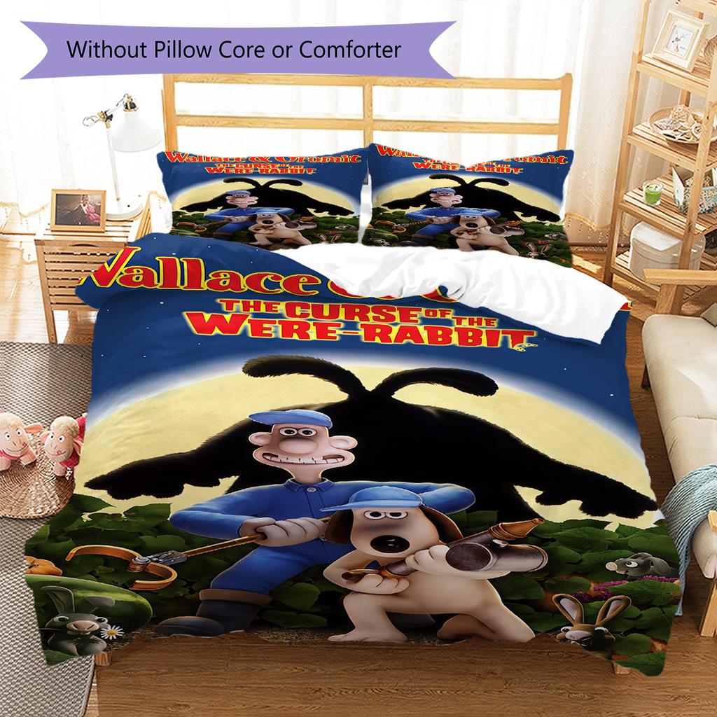 Wallace & Gromit Bedding Quilt Set Quilt Cover Pillowcase Home Decoration Birthday Gift (1 * duvet cover + 2 * pillowcase, without core)