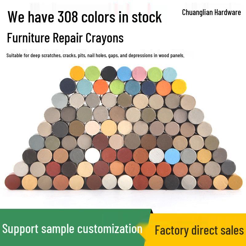 Furniture Scratch Repair Kit: Touch-up Crayons & Wax Paste for Wooden Floors & Cabinets - 308 Colors Available