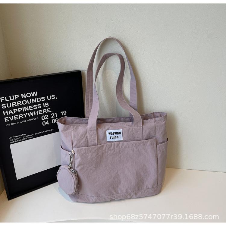 2025 solid color personalized large-capacity casual tote bag shoulder bag underarm bag handbag women's bag commuter canvas bag