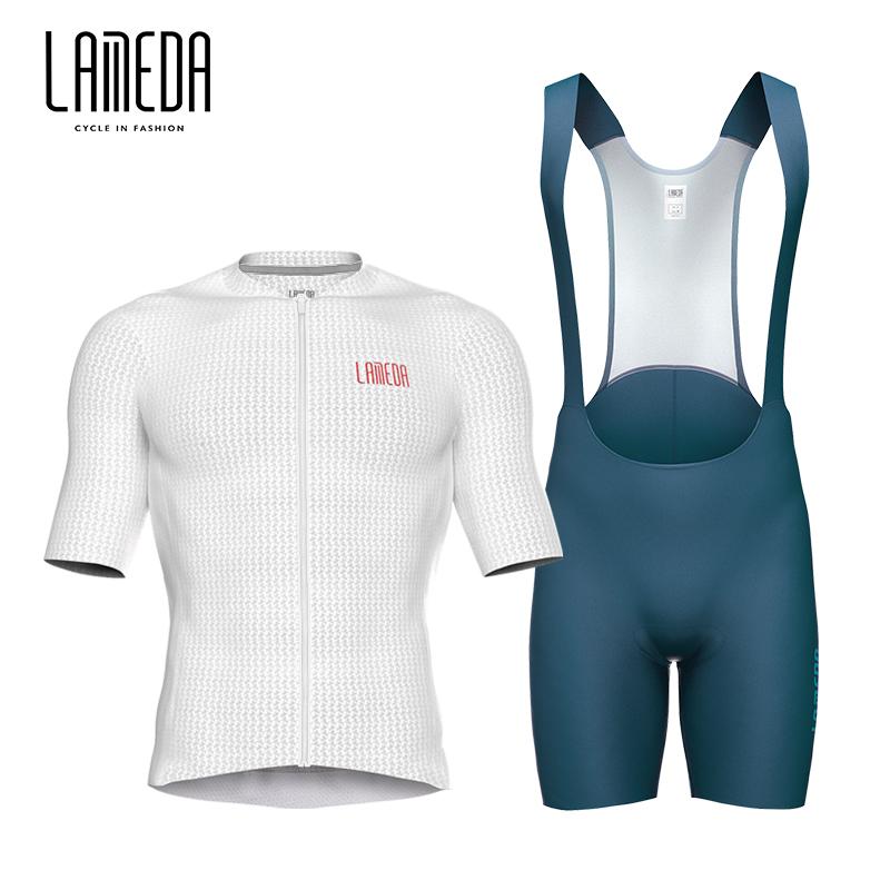 2026 Lameda Cycling Clothes Summer Men's Short Sleeved Fast Drying Breathable Cycling Jersey Cycling Shorts Strap Set for Men