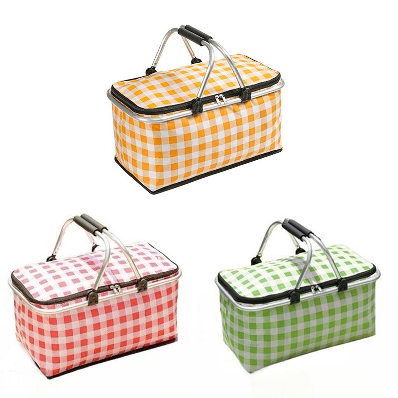 

1pc Quality Outdoor Camping Folding Picnic Basket Insulated Aluminum Foil Bag Handheld Suitable for Barbecue Camping Travel