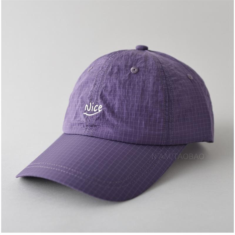 Quick Dry Baseball Cap with Letter Embroidery & Plaid, Korean Style Spring Summer Hat for Men Women Unisex