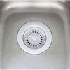 White Polymer Kitchen Sink Drain with Removable Basket Strainer and Rubber