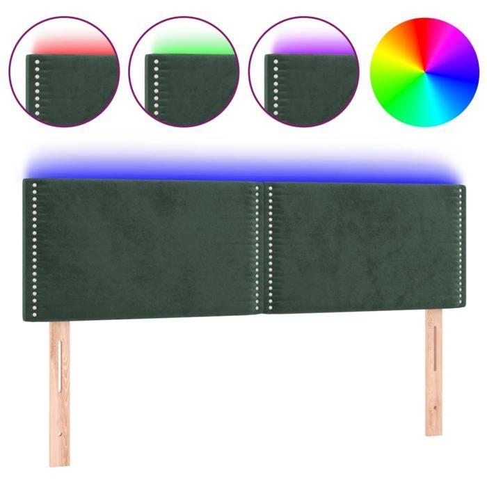 VidaXL Tête de Lit à LED Meuble de Chambre à Coucher Accessoire de Lit Double Tête de Cadre de Lit Intérieur Vert Foncé 3121523