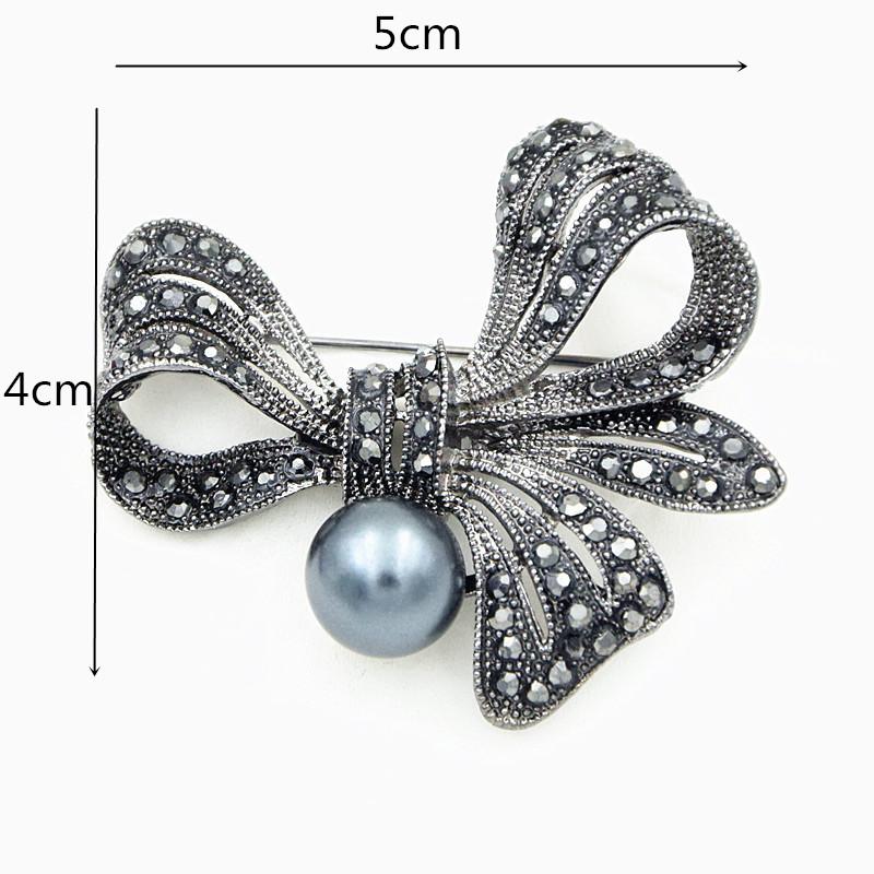 Versatile Rhinestone Bow Pearl Brooch for Women Vintage Multi-use Pin for Coat Sweater Scarf Bag Accessory