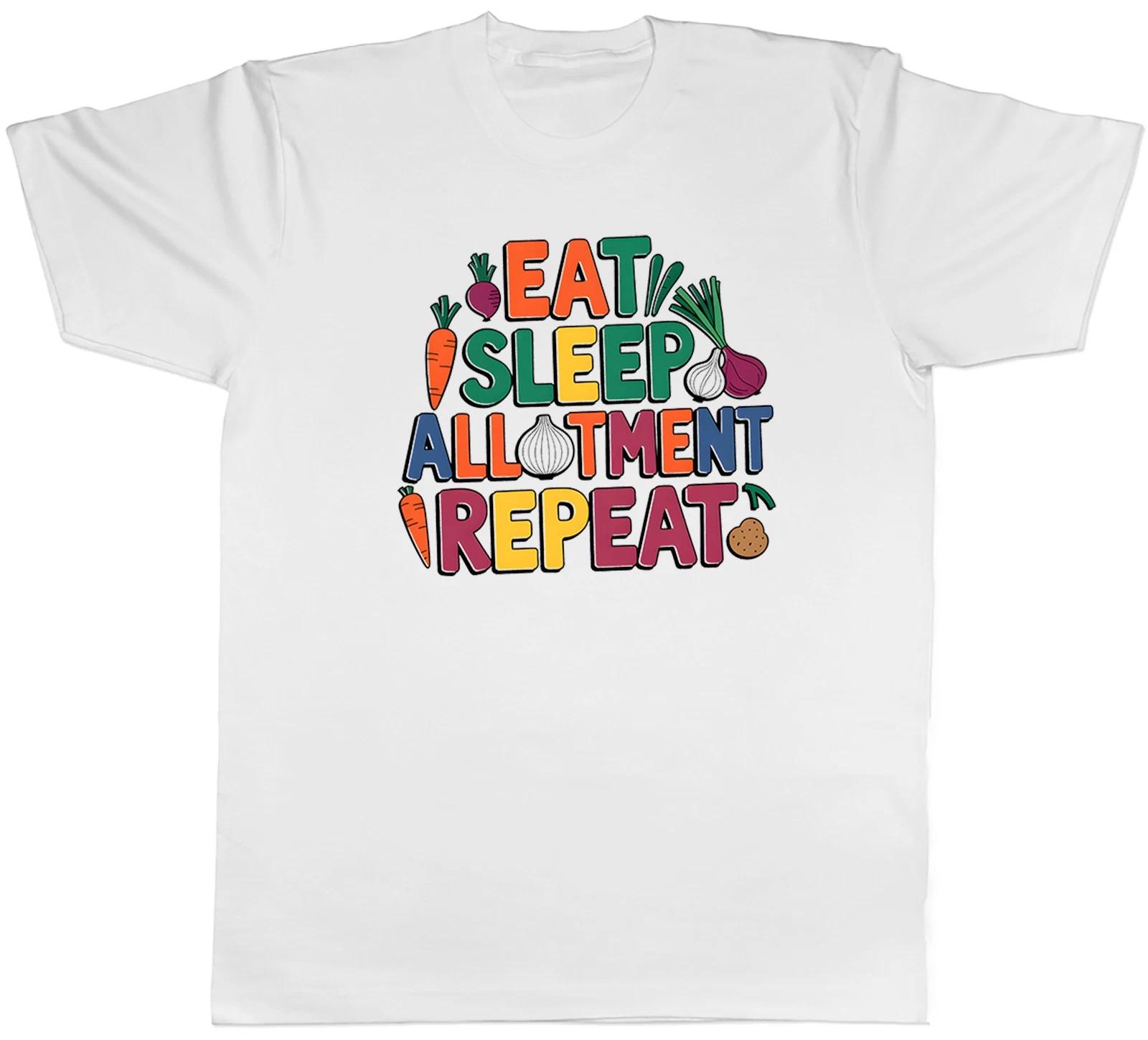 Eat Sleep Allotment Repeat Garden Veg Fruit Mens T-Shirt Tee Gift Top S