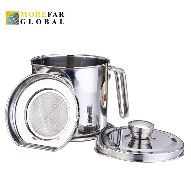2L Kitchen Cooking Tool Oil Filter Storage Can Grease Strainer Pot Oil Strainer Container Restaurant Dispenser Kitchen Supplies