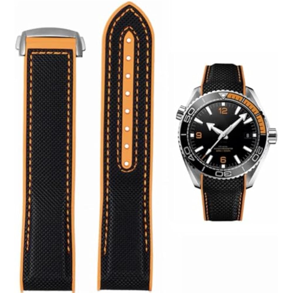 

[Nywing] Watch Strap 20mm 22mm Omega Belt Seamaster Omega Strap Silicone+Canvas Rubber Strap Wate...