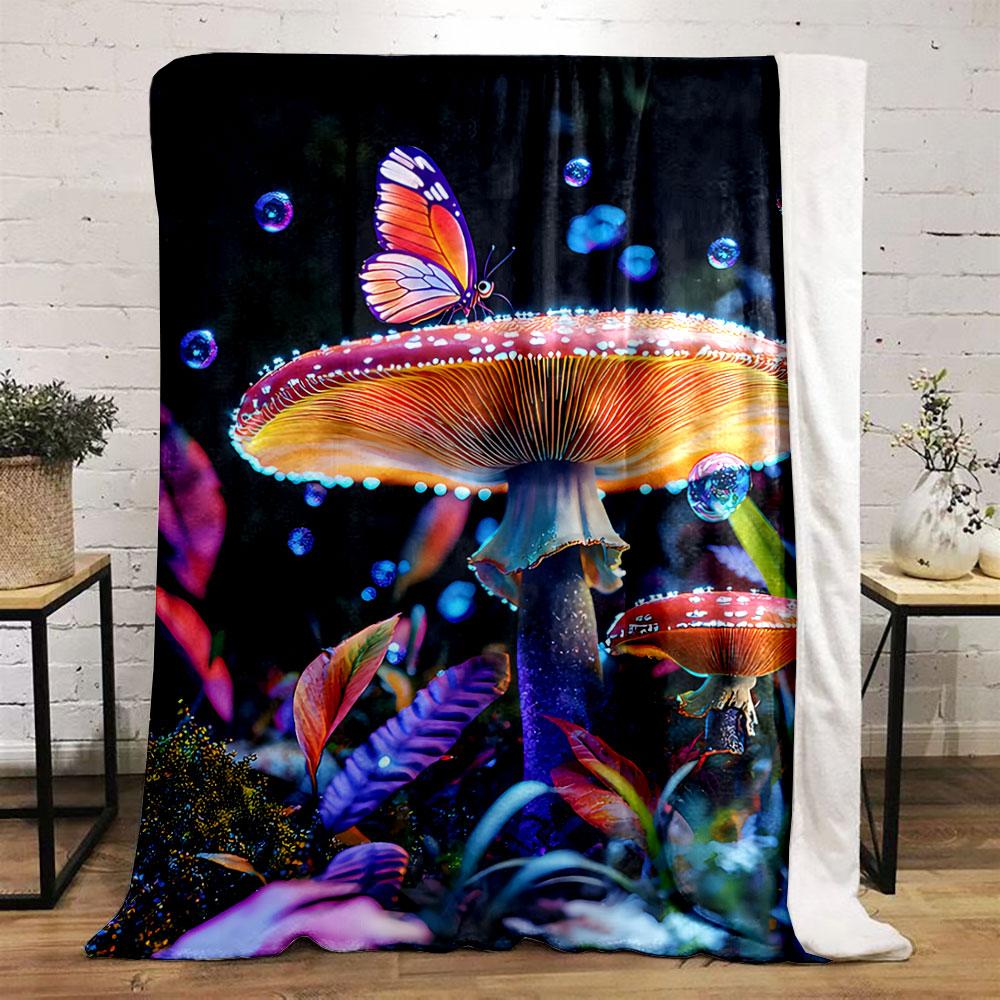 Mystical Butterfly Mushroom Blanket for All Seasons Blanket Lunch Break Throw Gift