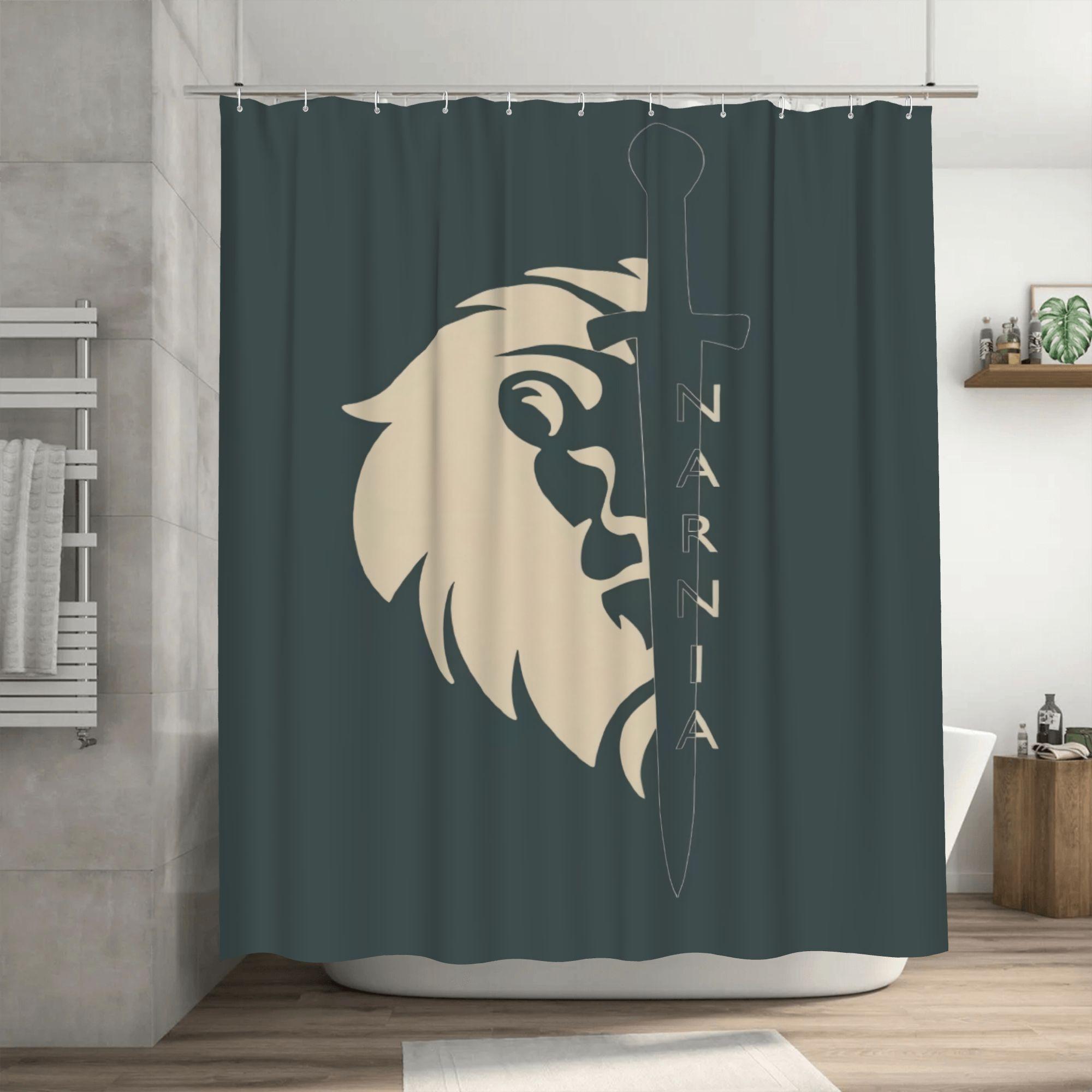 

Narnia Lion and Sword Shower Curtain Bathroom Decor with grommet, Machine Washable Fantasy Theme Shower Curtain 90x180cm