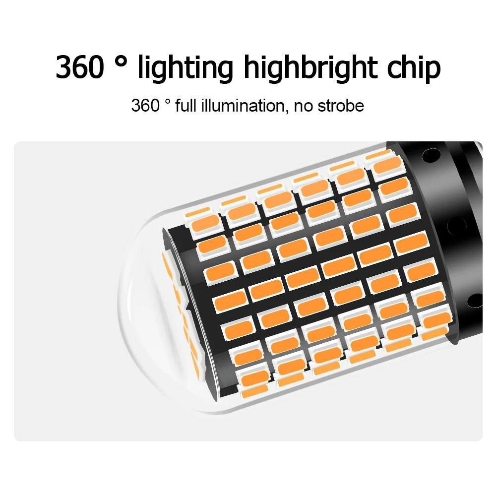 2Pcs Car LED 1156 BA15S P21W BAU15S PY21W 1157 BAY15D 7443 LED Bulbs Replament 144SMD CanBus Lamp Reverse Turn Signal Lights