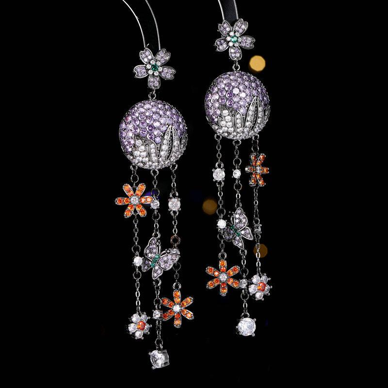 Women's Light Luxury Design Elegant Pomegranate Flower Tassel Earrings Fashionable And Versatile, Niche Design Earrings