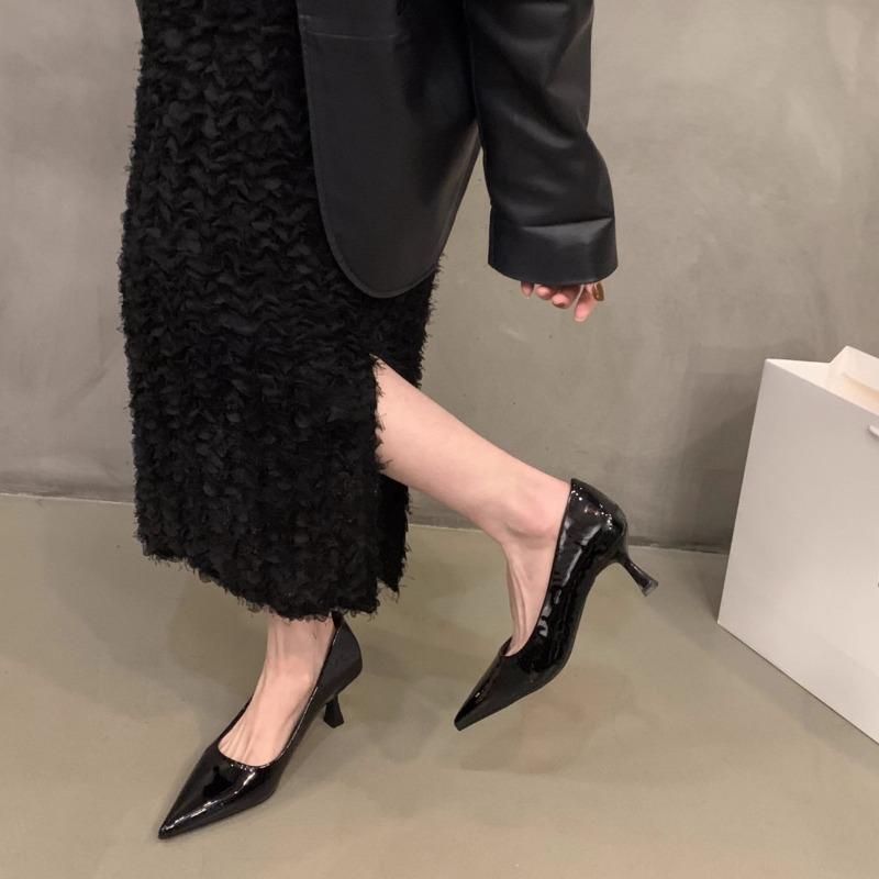 

Niche High Heels Women s 2026 New Spring Pointed Toe French Temperament Celebrity Stiletto Shallow Single Shoes 34 чёрный