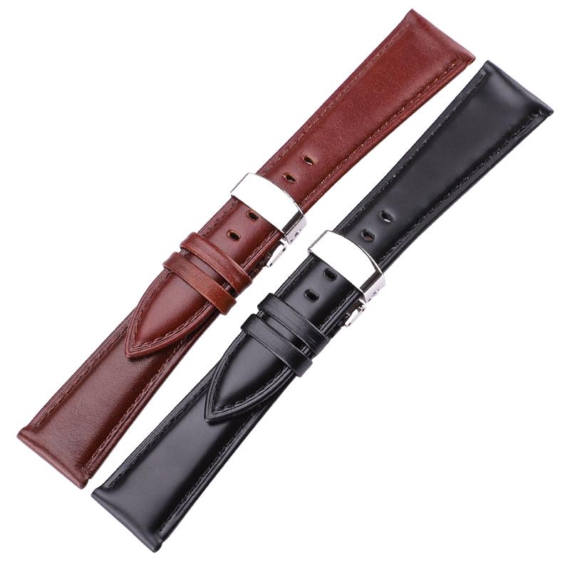 Watchband 18mm - 24mm Genuine Leather Watch Band Strap Brown Black High Quality Watchbands Bracelet Clasp Accessories