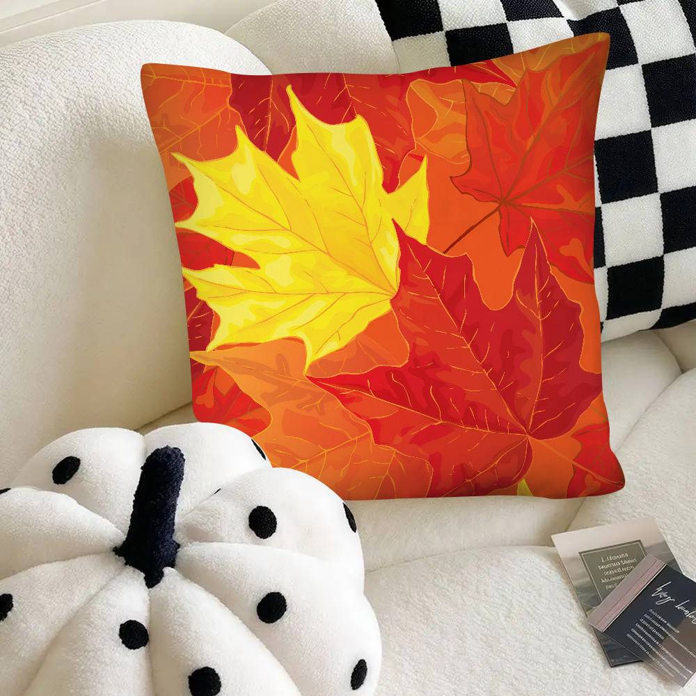 Red Maple Leaf Pillow Case Fashion Square Pillowcase Bedroom Sofa Room Ins Decoration Leisure