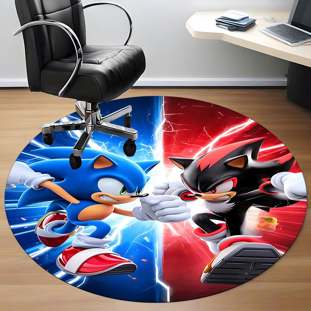 1PC Sonic Office Round Rug, Non-slip, Soft and Durable Office Rug for Interior Decoration, Perfect for Office, Beautiful Decoration