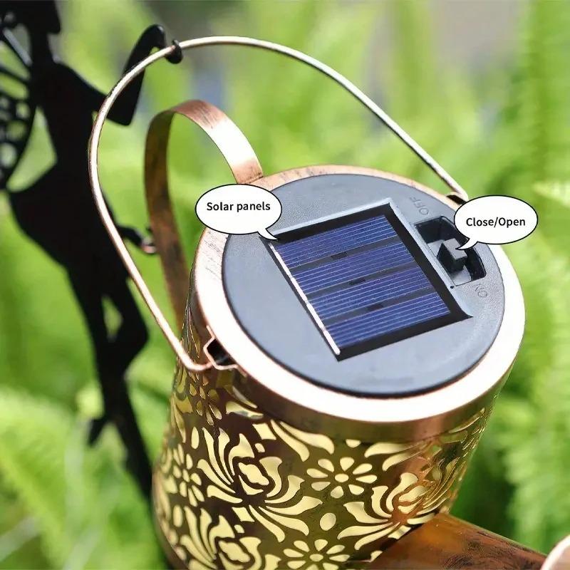 Solar Fairy Watering Can Lights Vintage Metal Garden Decor Outdoor Solar Hanging Kettle Light Waterproof  Villa Yard Decoration