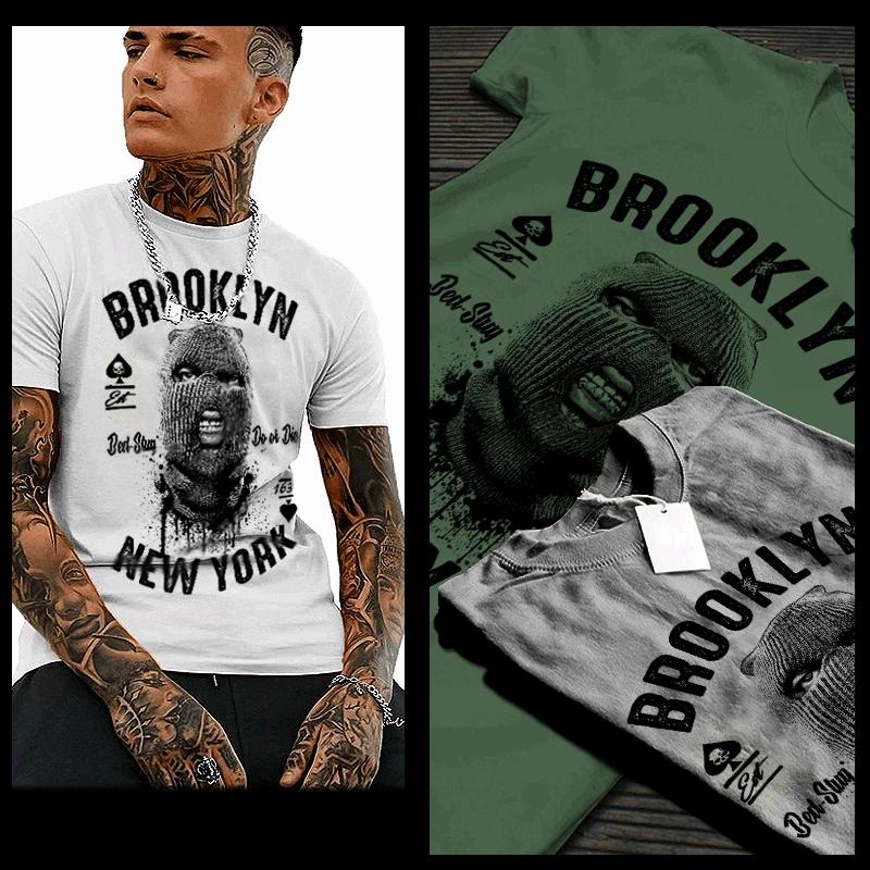 Gangster t-shirt Brooklyn Streets urban hip hop hustle mafia mob thug white tee S