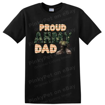 Proud Army Dad T Shirt Military Gear Combat Boots Helmets Tee