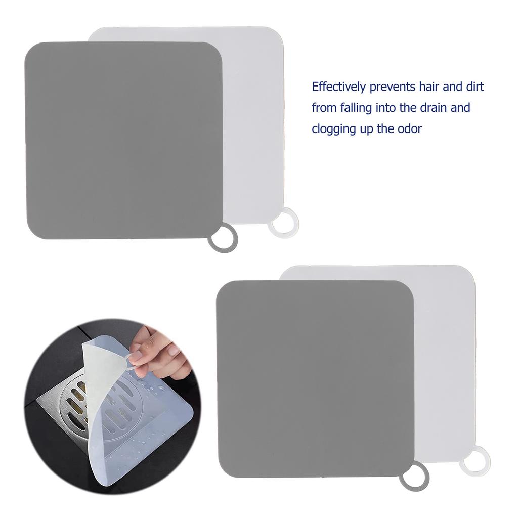 4pcs Flat Suction Cover Silicone Odor Resistant Strong Suction Multifunctional Drain Plug Cover White Gray