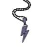 Hip Hop Lightning Pendant Necklace With Zirconia Accents Copper Chain Dual Tone Gold Platinum 60cm Geometric Jewelry