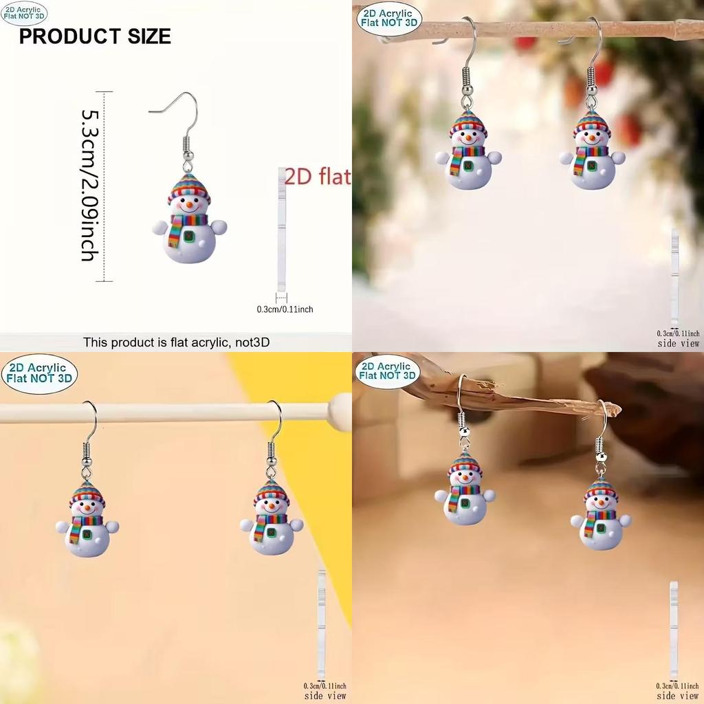 Festliche Schneemann Acryl Charakter Ohrringe mit 925er Silber Stiften für Weihnachtsgeschenke