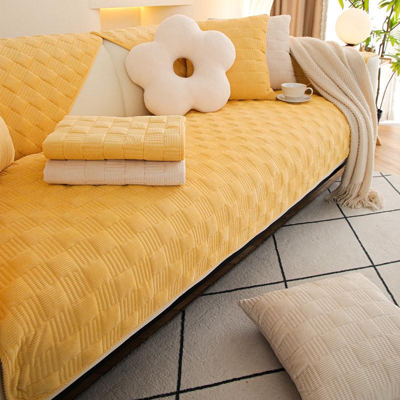 Moderní prošívaný hladký potah na pohovku Sekční 3 4místný Hrubý potah sedáku Protiskluzový Sametový potah na křeslo s polohováním Polštář na pohovku