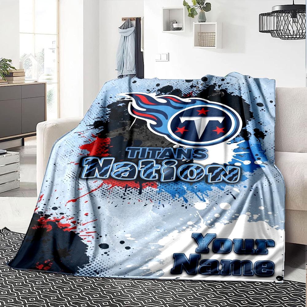 Name Custom Tennessee Titans Print Flannel Blanket High Quality Warm Comfortable Cover for All Seasons Perfect for Gifts Home Decor