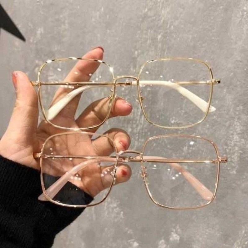 New Fashion Women's Glasses Large Frame Square Flat Mirror Starlight Fine Glitter Flat Mirror