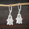 Minimalistická Halloweenová sada náušnic a náhrdelníku s přívěskem ve starožitné stříbrné barvě Roztomilá sada šperků s duchy Gotický dárek pro ženy i muže