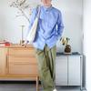 UNIQLO Jil Sander Collaboration Striped Button-Up Long Sleeve Shirt Men shirts Blue 478673-63