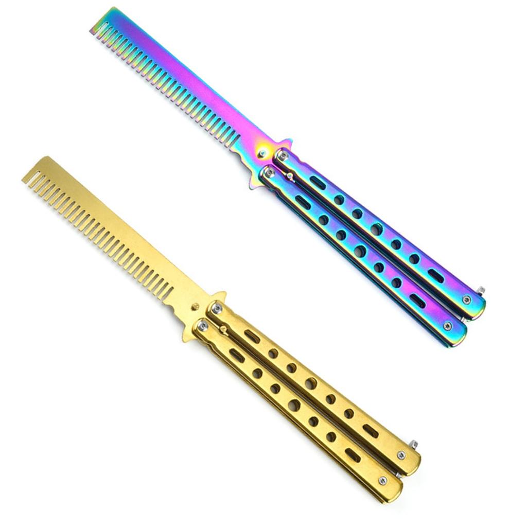Butterfly Combs Stainless Steel Folding Training Practice Combs Hair Styling Tools For Sport Outdoor Use