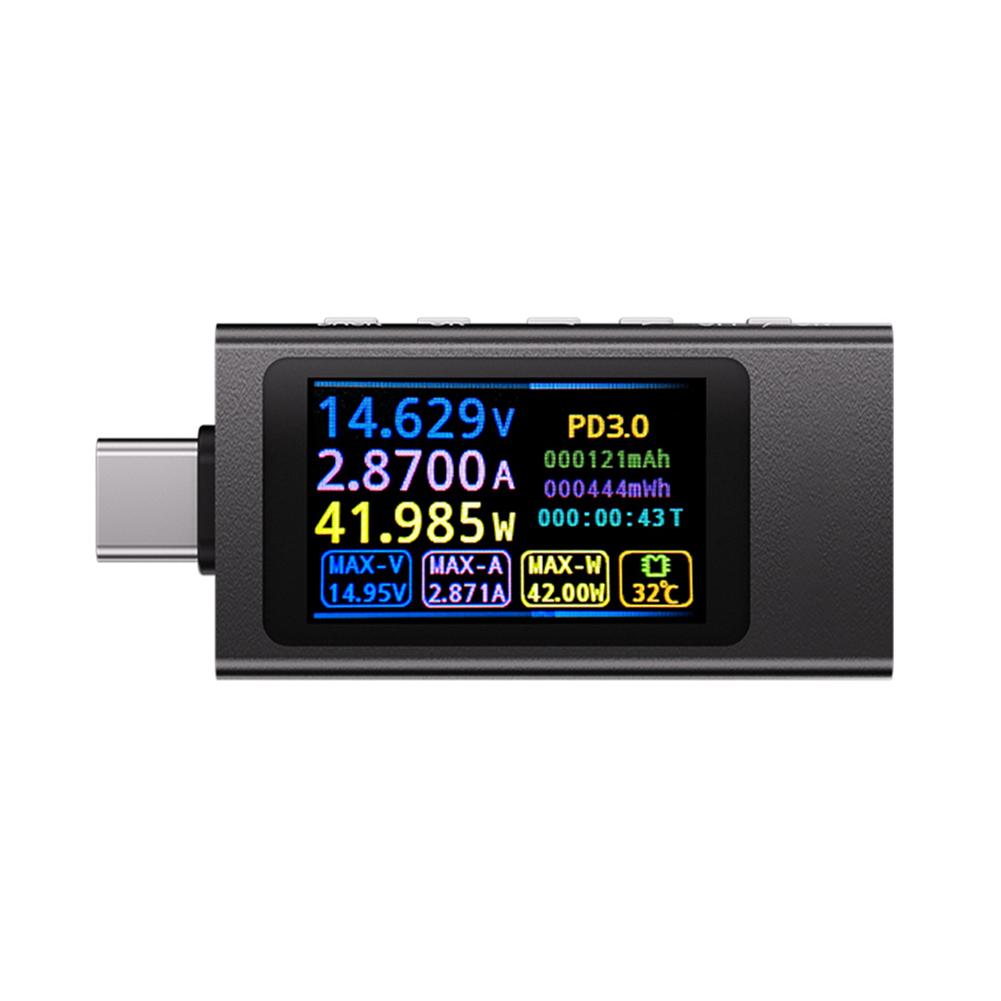 Type-C Current and Voltage Monitor DC 4-30V 0-12A Cell Phone Charging Tester Voltage Current Meter for Charger Power Bank